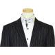 Bertolini Black With White Pinstripes Wool & Silk Blend Super 140'S Suit 79001